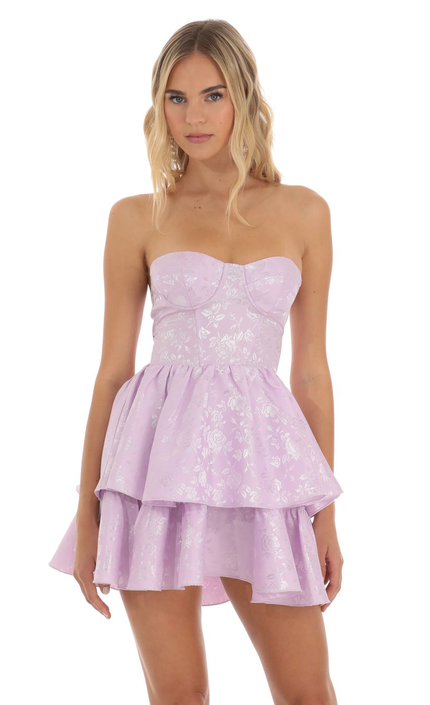 Jacquard Corset Mini Dress in Lilac