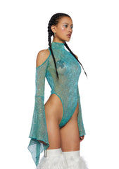 Transcendent Spectre Sequin Bodysuit - Teal