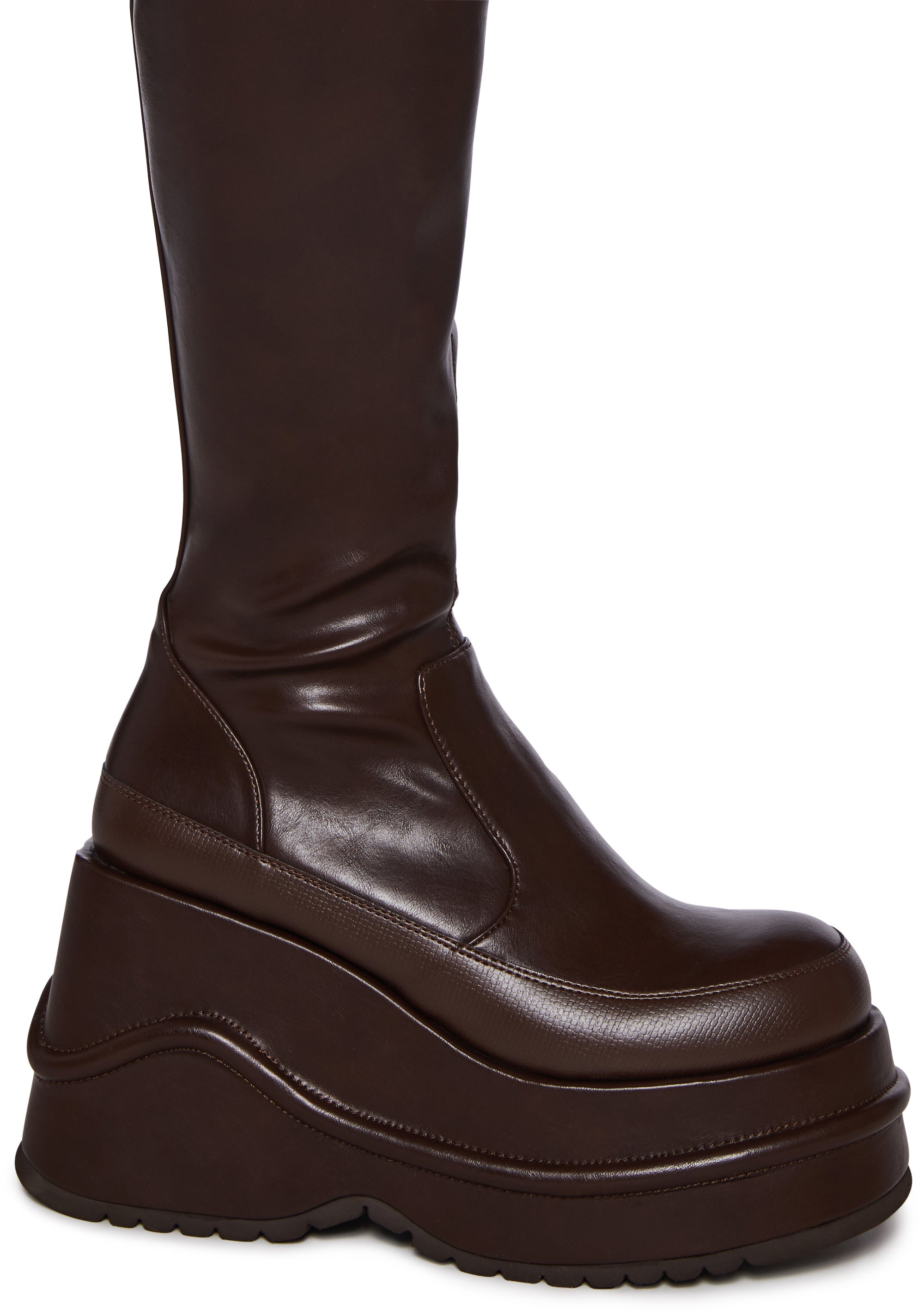 New Fans Wedge Stretch Boots - Brown