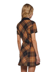 All Hail Me Plaid Mini Dress - Brown