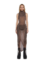 Tempo Ruched Harness Dress - Brown