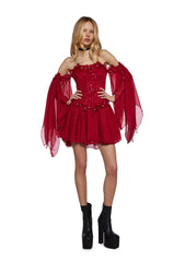 Sparkling Enchantment Mini Dress - Red